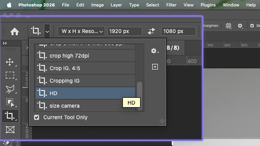 Cara Crop Size Photoshop
